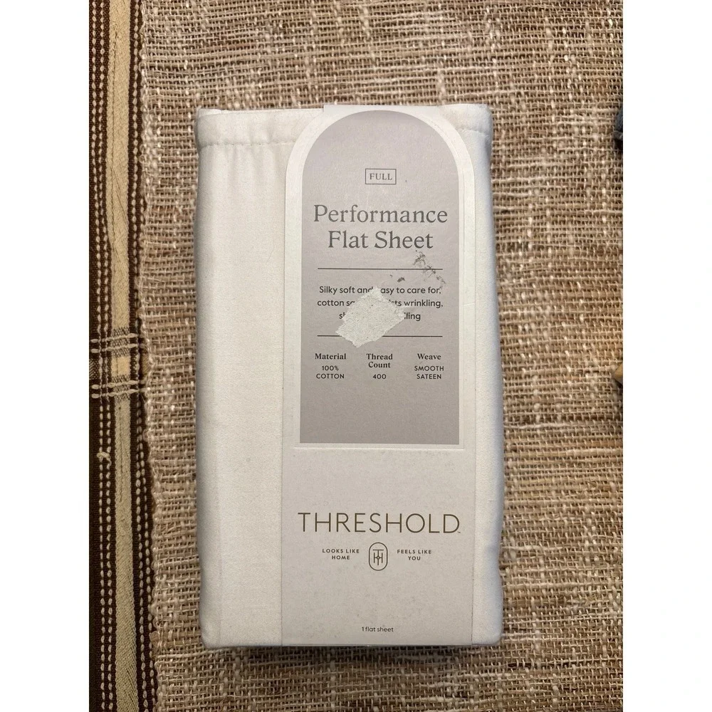 NWT • Threshold Performance Flat Size FULL Sheet • 100% Cotton • Sour Cream‎